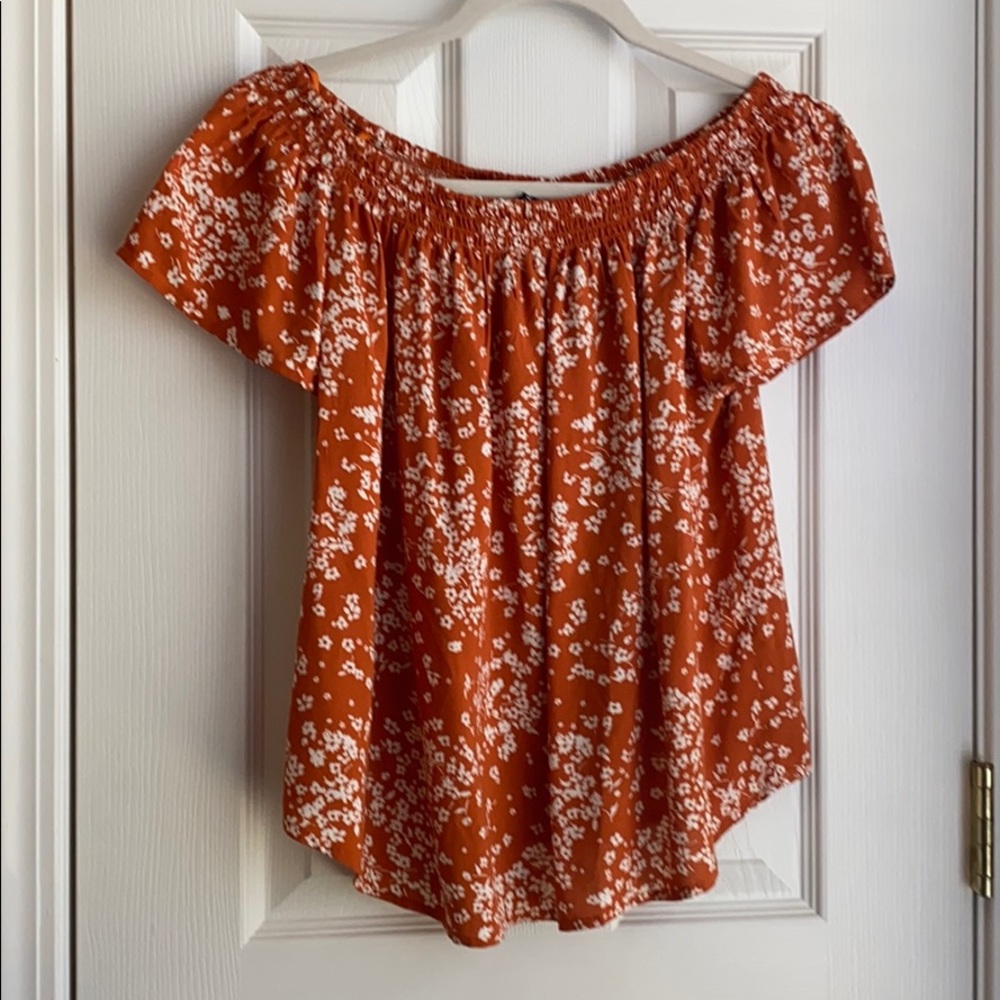 NWT One Clothing Floral Orange Off Shoulder Top